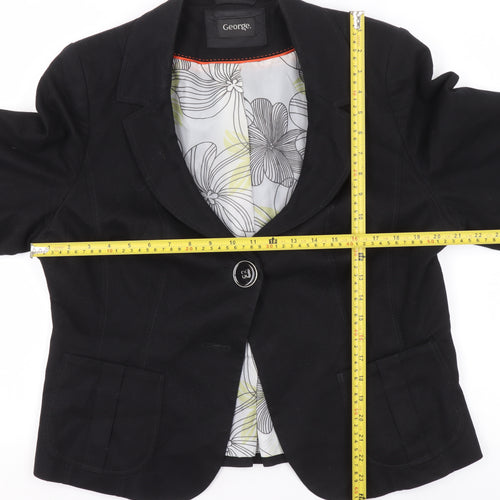 George Women's Black Blazer UK 18 Regular Fit One Button Lined Jacket