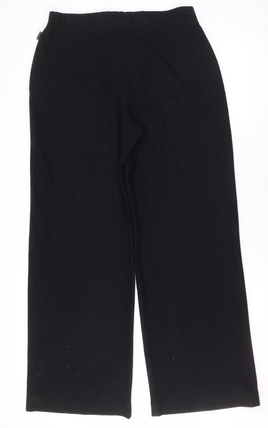 Oska Women's Black Wool Wide-Leg Regular Fit Trousers Size 12