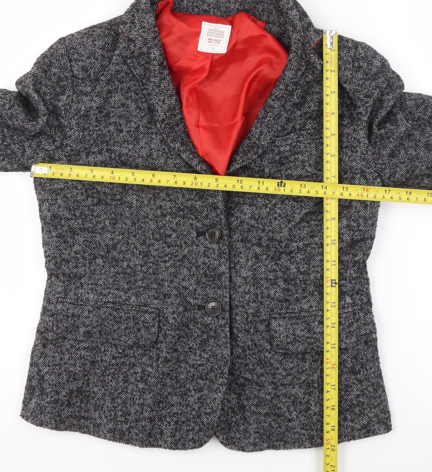 Gap Women’s Grey Wool Blend Modern Blazer UK 6 Classic Style