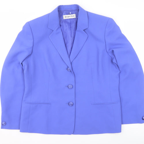 Jacques Vert Women Blue Size 16 Classic Single-Breasted Blazer