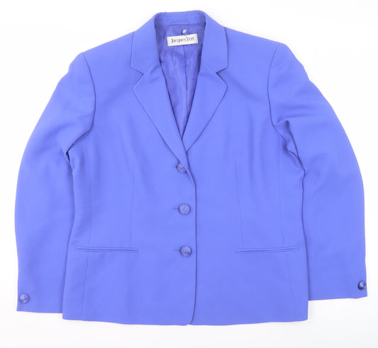 Jacques Vert Women Blue Size 16 Classic Single-Breasted Blazer