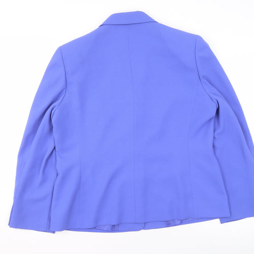 Jacques Vert Women Blue Size 16 Classic Single-Breasted Blazer