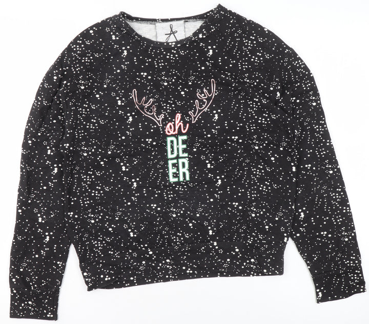 Atmosphere Women's Black Christmas Oh Deer Sweatshirt Size 6