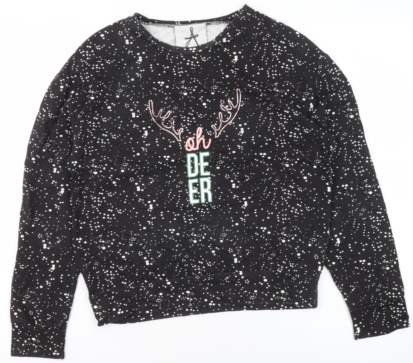 Atmosphere Women's Black Christmas Oh Deer Sweatshirt Size 6