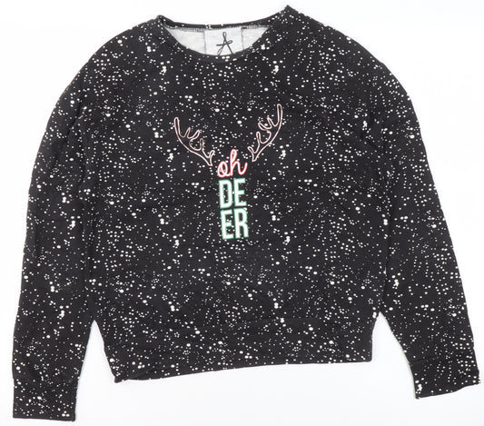 Atmosphere Women's Black Christmas Oh Deer Sweatshirt Size 6