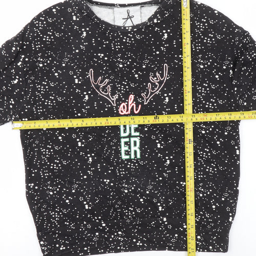 Atmosphere Women's Black Christmas Oh Deer Sweatshirt Size 6