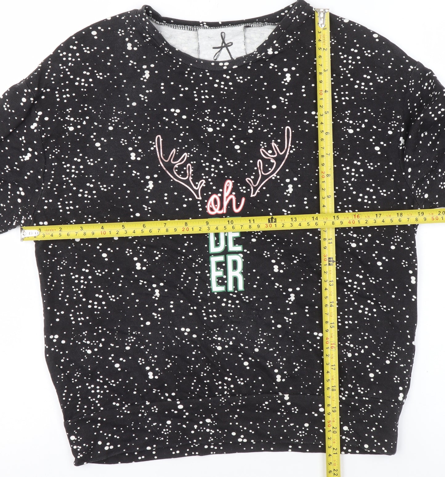 Atmosphere Women's Black Christmas Oh Deer Sweatshirt Size 6