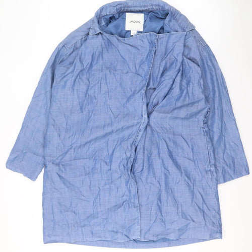 Monki Women Blue Lyocell Relaxed Open Coatigan Size S