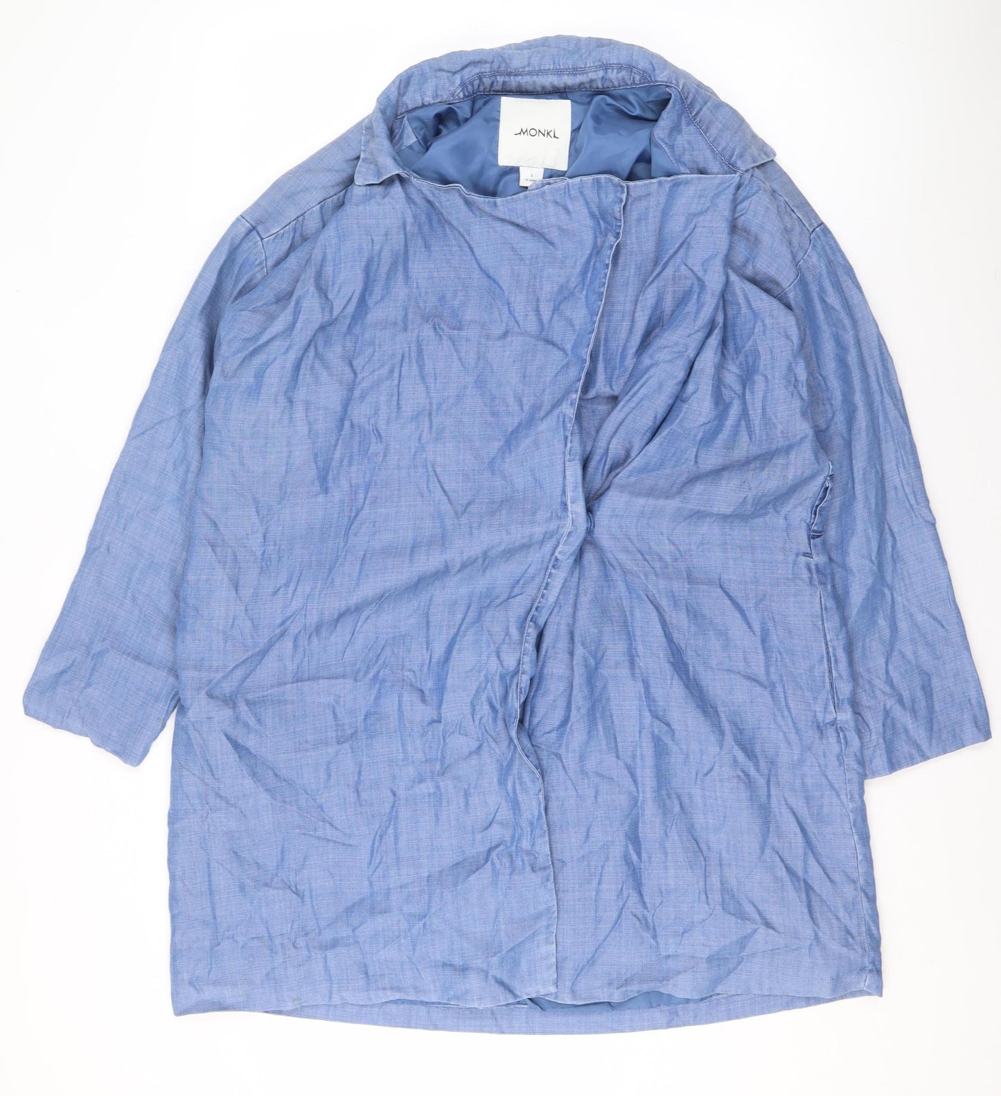 Monki Women Blue Lyocell Relaxed Open Coatigan Size S