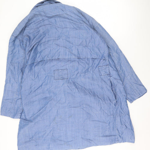 Monki Women Blue Lyocell Relaxed Open Coatigan Size S