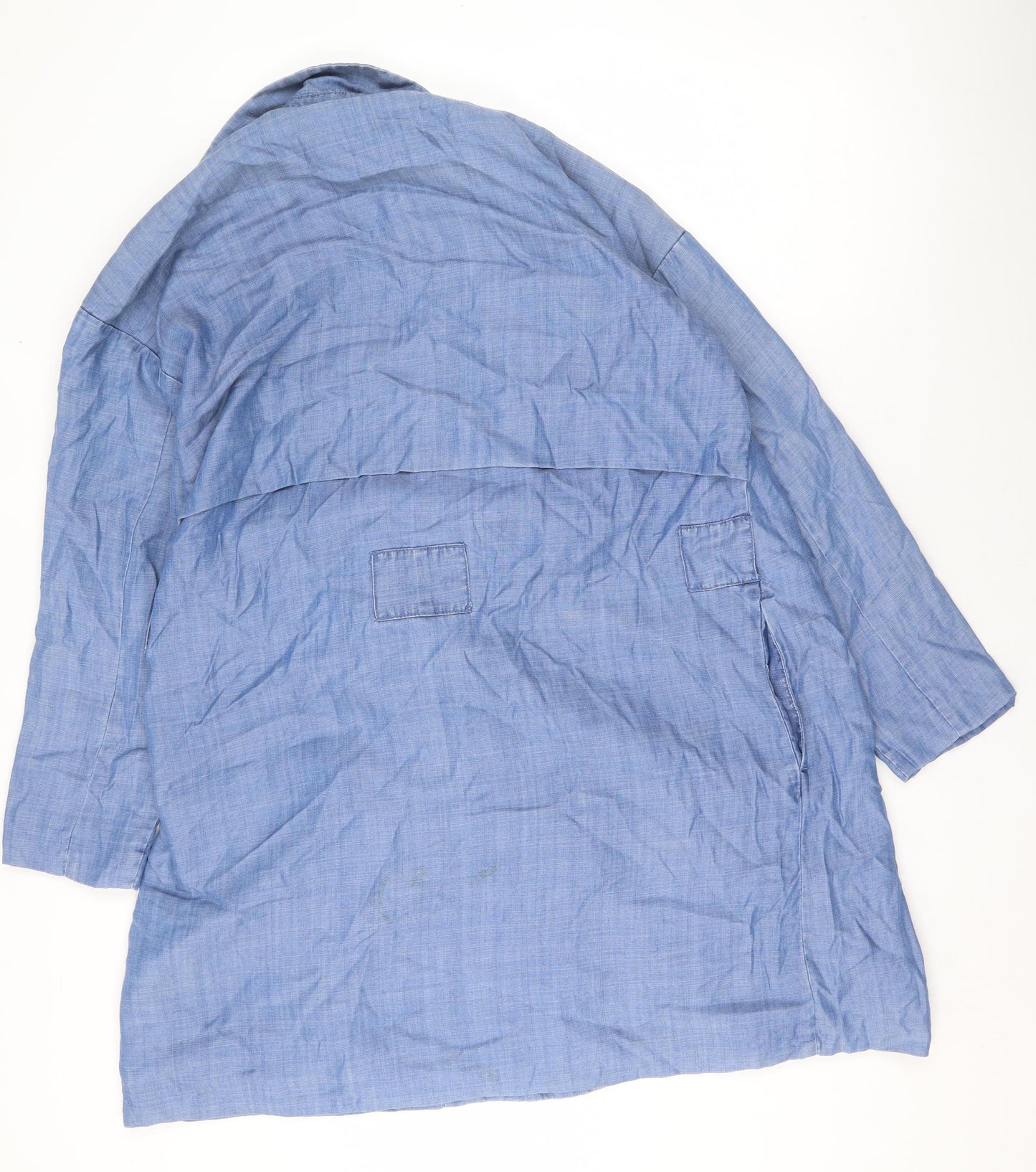 Monki Women Blue Lyocell Relaxed Open Coatigan Size S