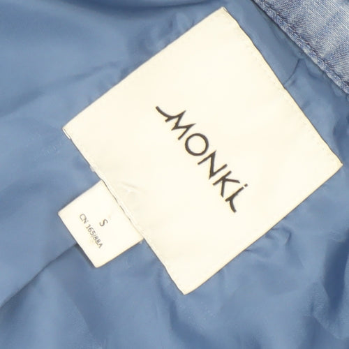 Monki Women Blue Lyocell Relaxed Open Coatigan Size S