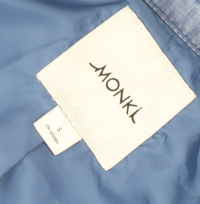Monki Women Blue Lyocell Relaxed Open Coatigan Size S
