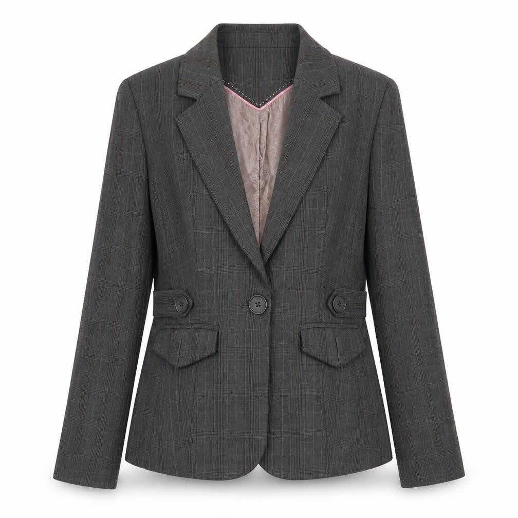 Front view of Next Petite Brown Check Tailored Blazer, size UK 8, Women’s Jacket