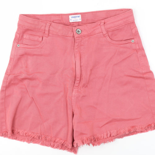 Mayoral Teens Pink Size 18 High-Rise Cut-Off Cotton Stretch Shorts
