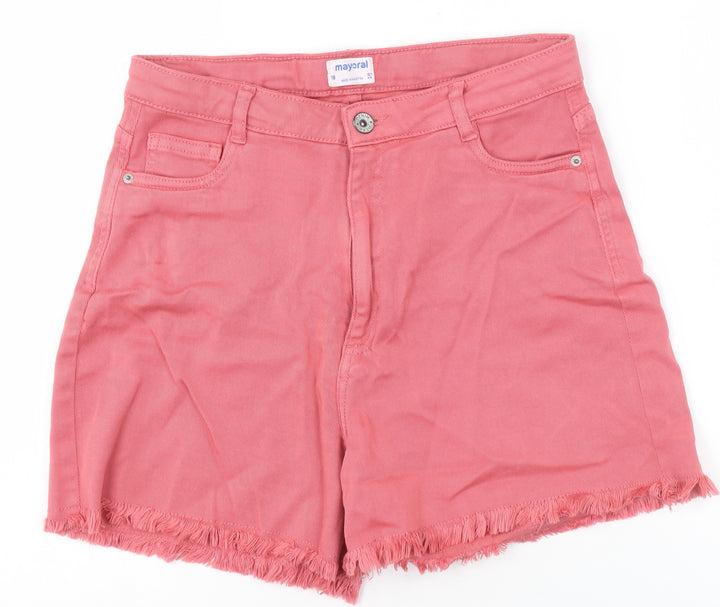 Mayoral Teens Pink Size 18 High-Rise Cut-Off Cotton Stretch Shorts