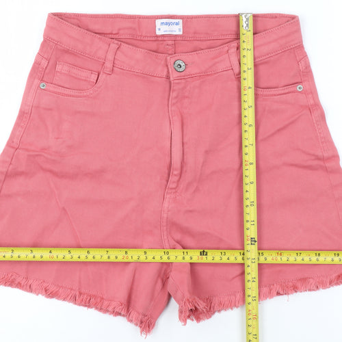 Mayoral Teens Pink Size 18 High-Rise Cut-Off Cotton Stretch Shorts
