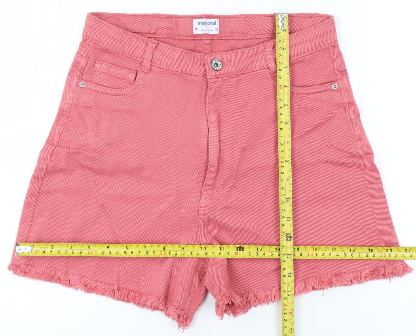 Mayoral Teens Pink Size 18 High-Rise Cut-Off Cotton Stretch Shorts