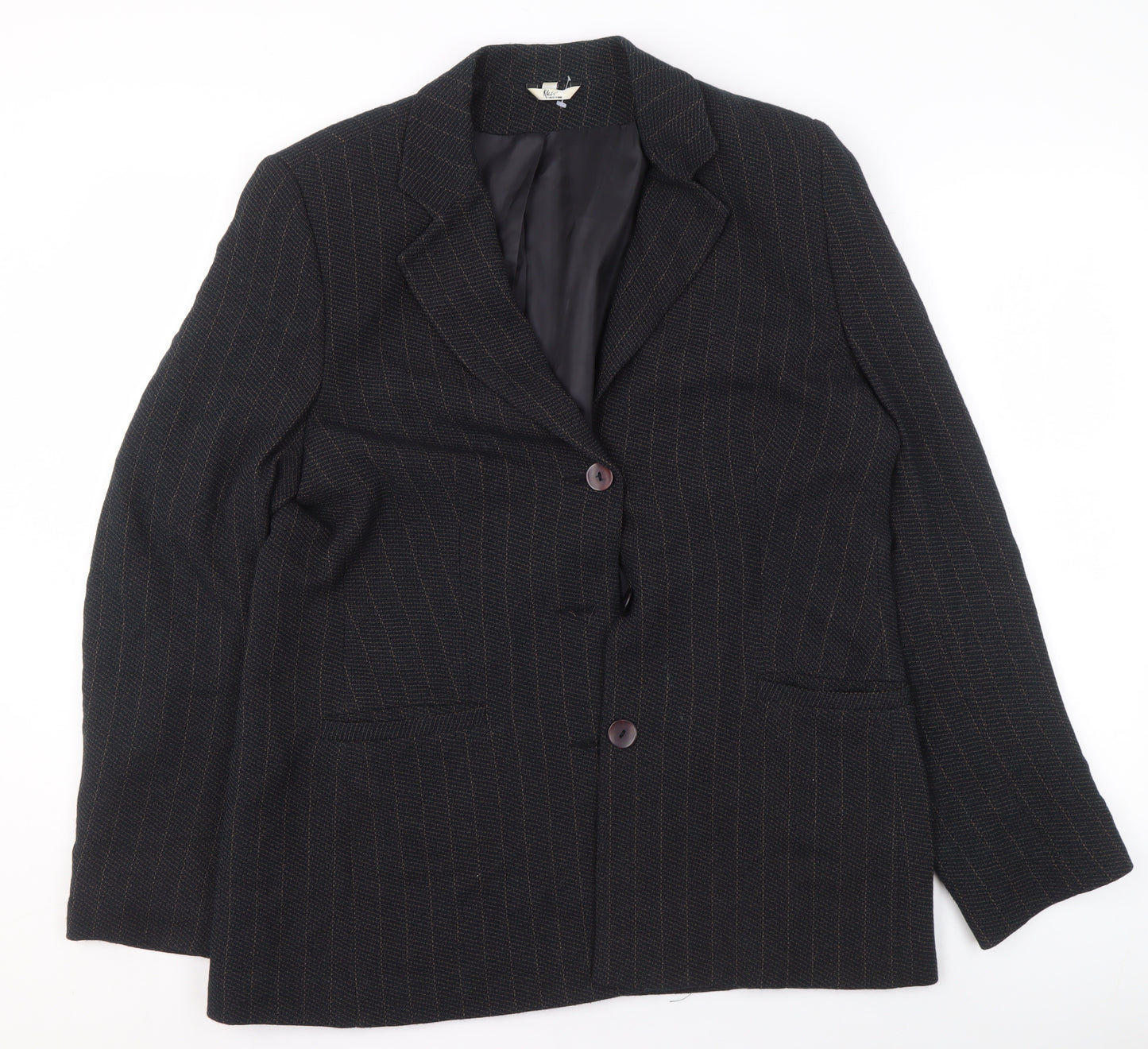 Klass Collection Women Black Pinstripe Blazer Size 16 Regular Fit Jacket