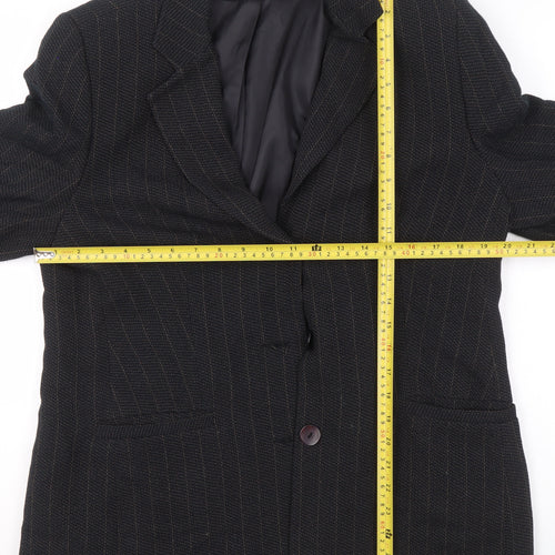 Klass Collection Women Black Pinstripe Blazer Size 16 Regular Fit Jacket