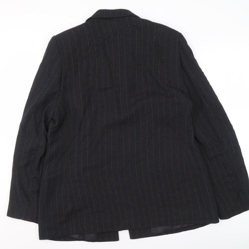 Klass Collection Women Black Pinstripe Blazer Size 16 Regular Fit Jacket