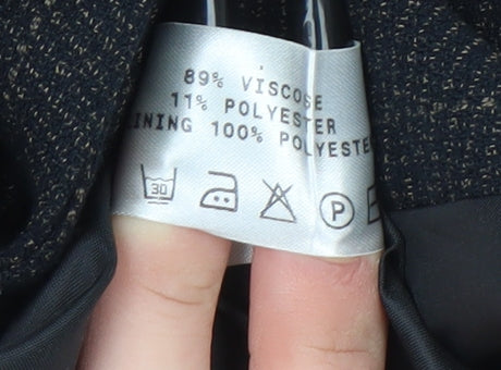 Klass Collection Women Black Pinstripe Blazer Size 16 Regular Fit Jacket