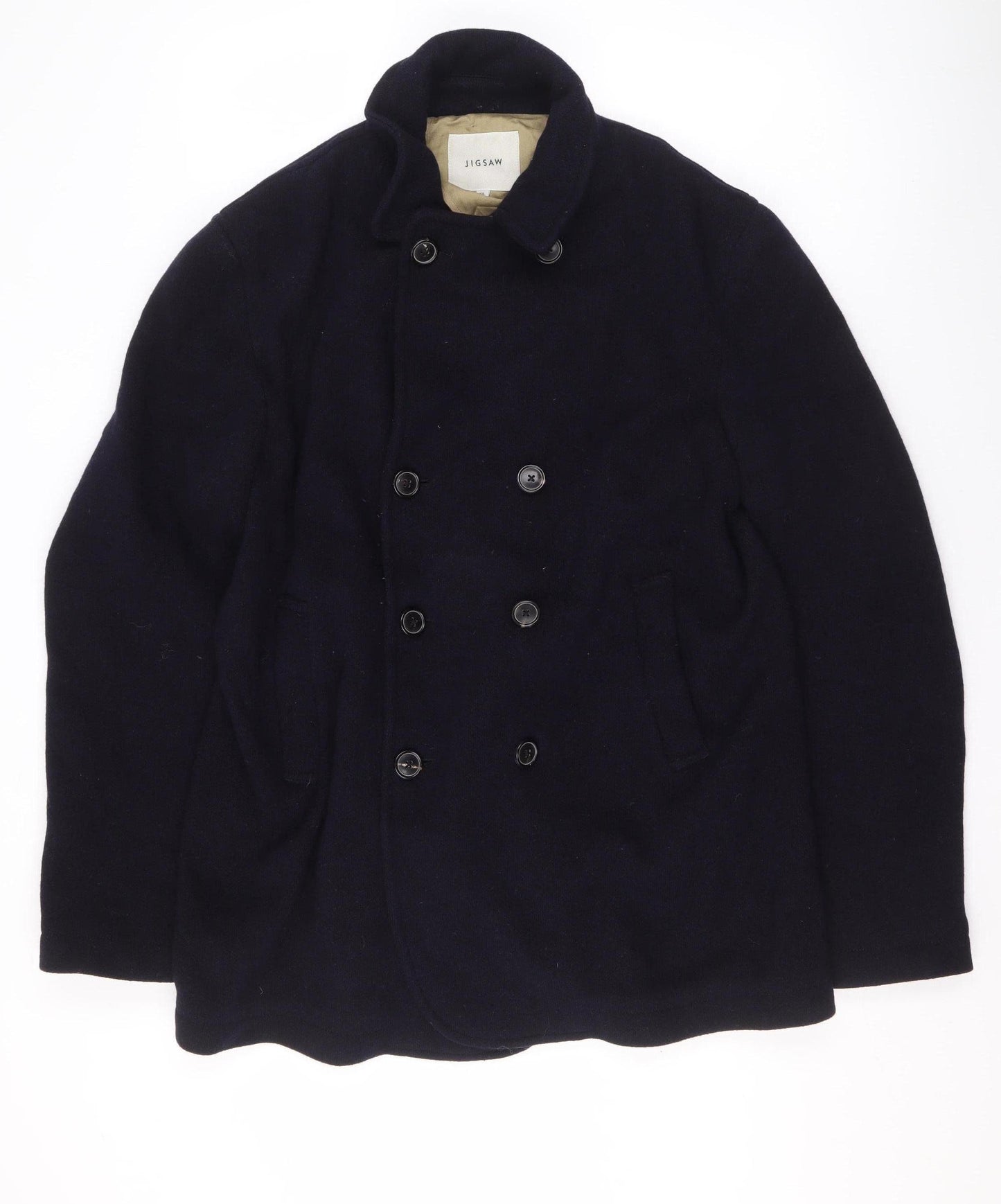 Jigsaw Women's Black Wool Cape Coat XL Classic Mid-Length