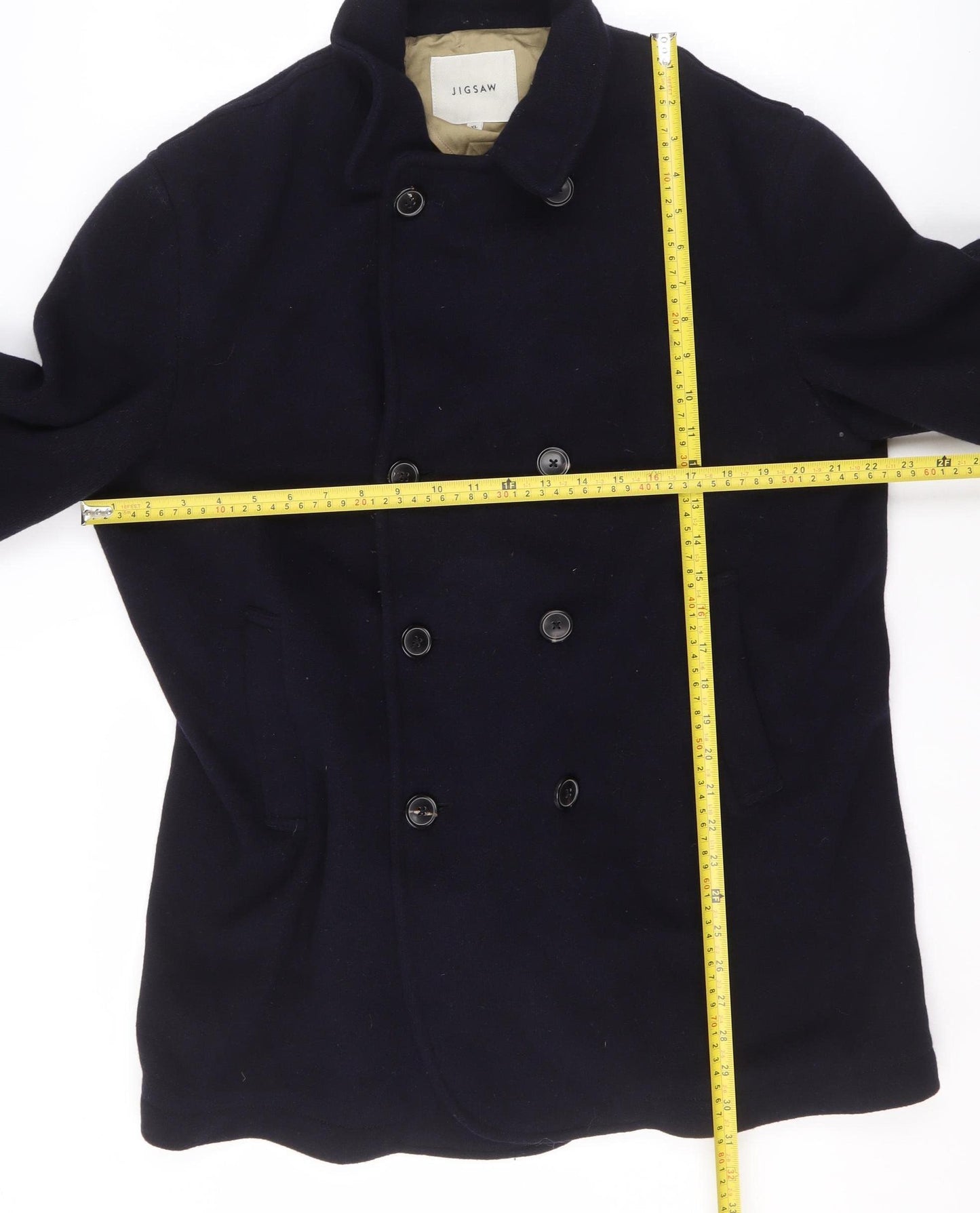 Jigsaw Women's Black Wool Cape Coat XL Classic Mid-Length