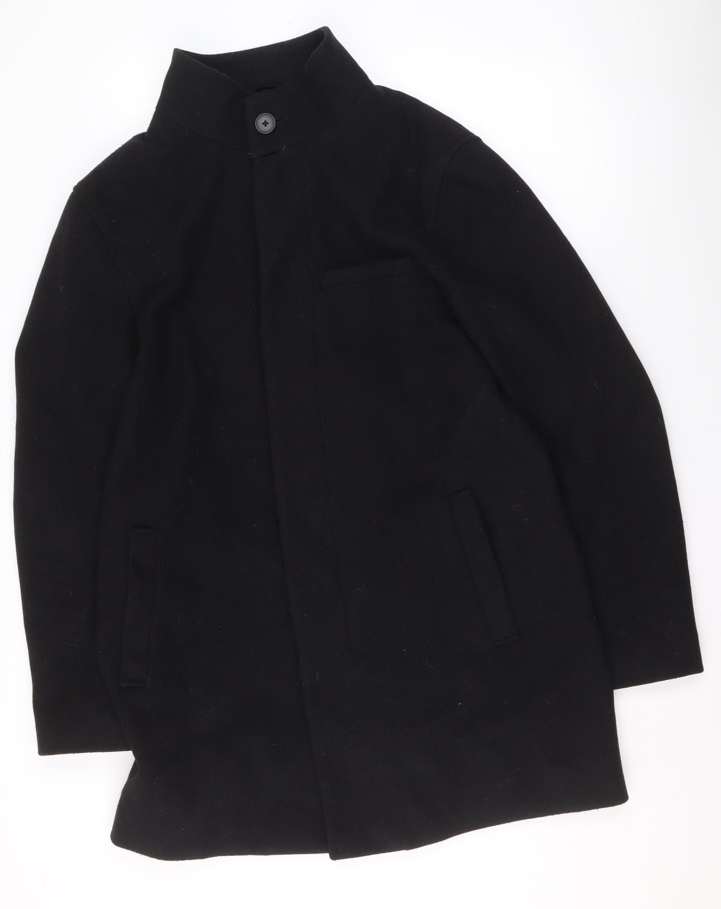 Marks and Spencer Womens Black Wool Blend Overcoat L