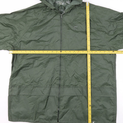 Mountain Essentials Men’s Green Hooded Rain Jacket Size M Water Resistant