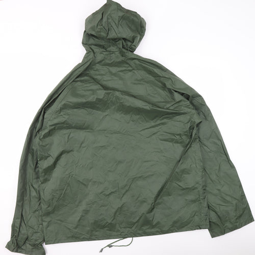 Mountain Essentials Men’s Green Hooded Rain Jacket Size M Water Resistant