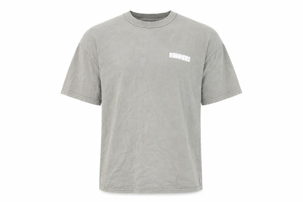 BONKERS Men's Grey Cotton Crew Neck Short Sleeve T-Shirt Size S