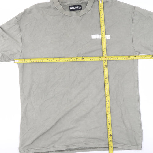 BONKERS Men's Grey Cotton Crew Neck Short Sleeve T-Shirt Size S