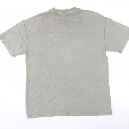 BONKERS Men's Grey Cotton Crew Neck Short Sleeve T-Shirt Size S