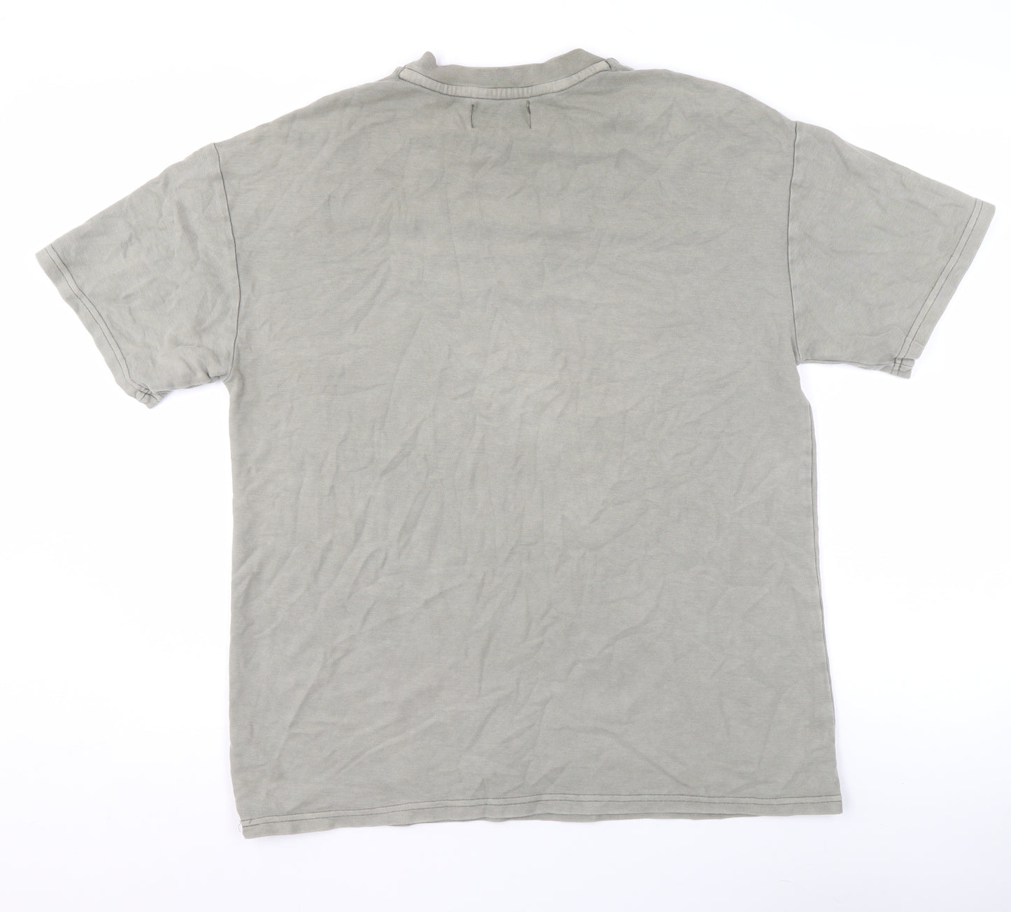 BONKERS Men's Grey Cotton Crew Neck Short Sleeve T-Shirt Size S