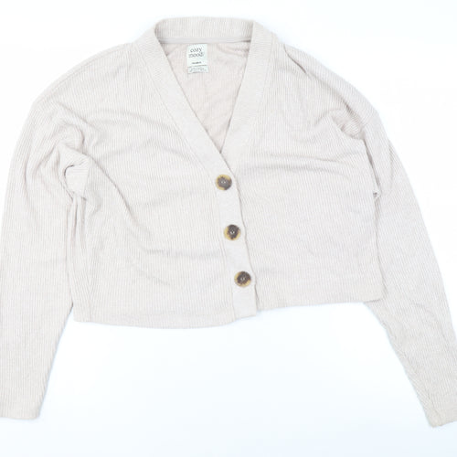Pull & Bear Women's Beige V-Neck Knit Cardigan Size S