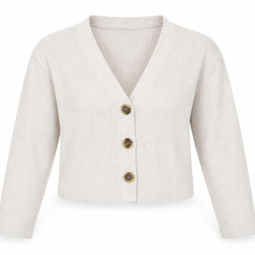 Pull&Bear Women's Beige V-Neck Knit Cardigan Size S