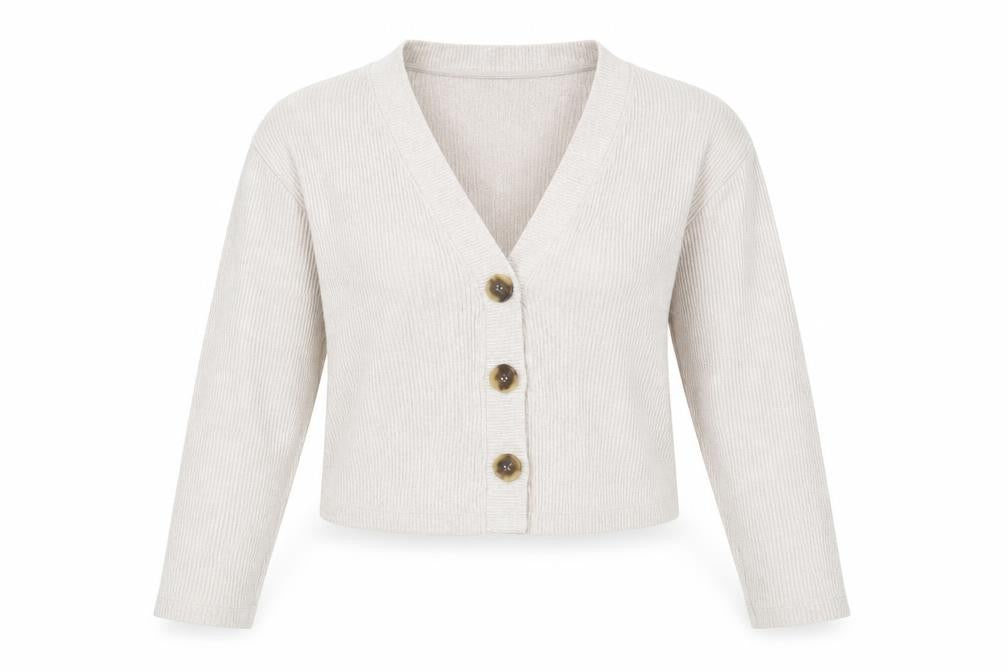 Pull&Bear Women's Beige V-Neck Knit Cardigan Size S