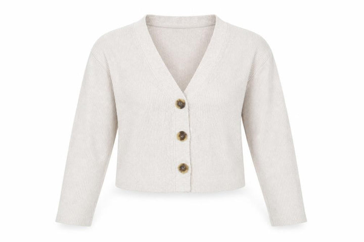 Pull&Bear Women's Beige V-Neck Knit Cardigan Size S