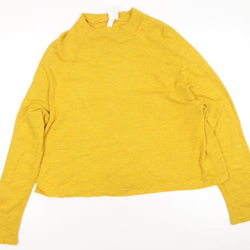 H&M Women's Yellow Mock Neck Knit Pullover Jumper Size S