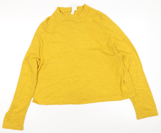 H&M Women's Yellow Mock Neck Knit Pullover Jumper Size S