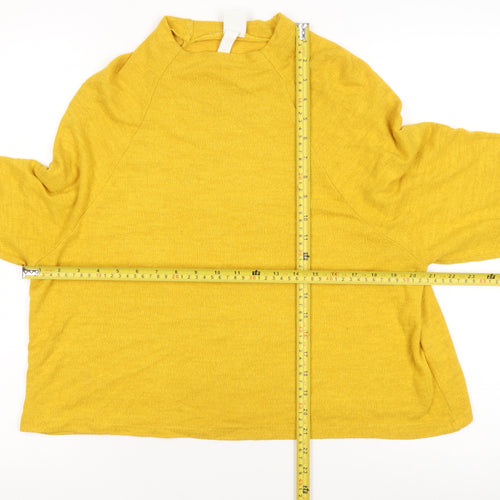 H&M Women's Yellow Mock Neck Knit Pullover Jumper Size S
