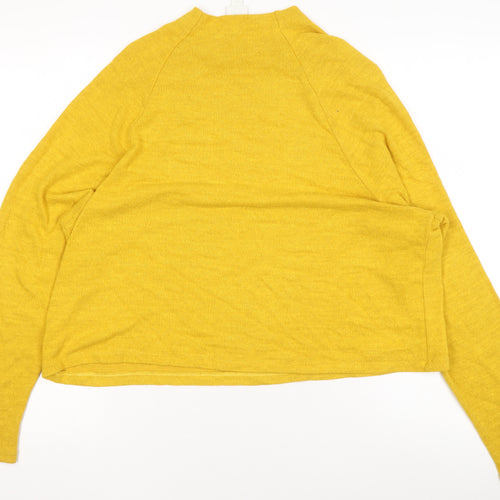 H&M Women's Yellow Mock Neck Knit Pullover Jumper Size S