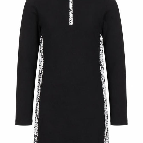 Candy Couture Girls Black Snake Print Panel Zip High Neck Dress Age 9
