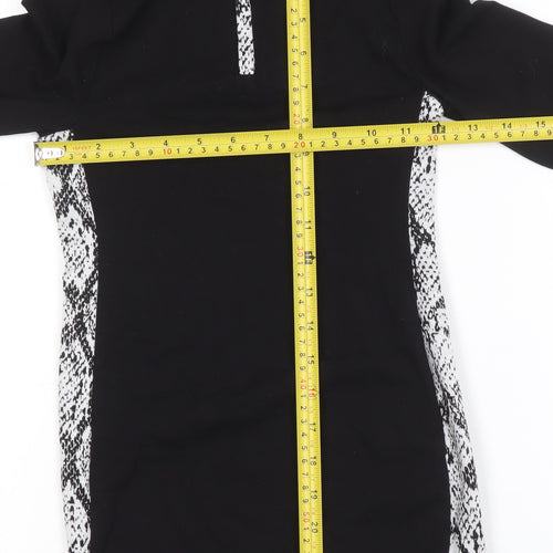 Candy Couture Girls Black Snake Print Panel Zip High Neck Dress Age 9