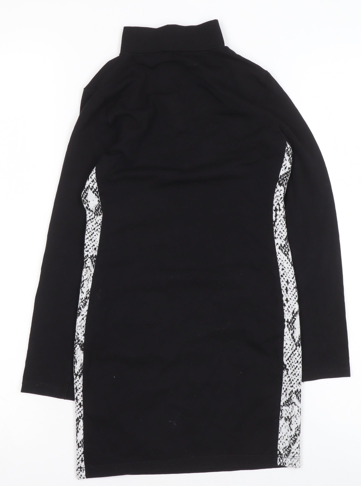 Candy Couture Girls Black Snake Print Panel Zip High Neck Dress Age 9
