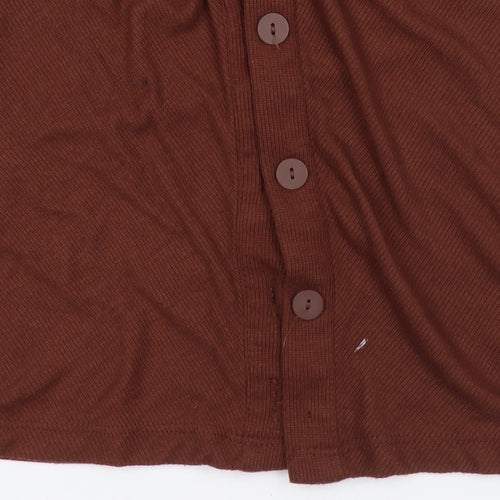 Stradivarius Women Brown Collared Shirt Dress Size 8 Button Front Knit