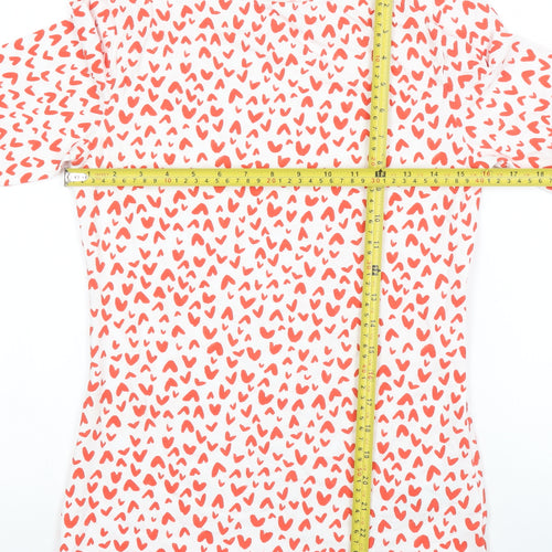 Marks and Spencer Women’s White Heart Print 3/4 Sleeve Cotton T-Shirt Size 10