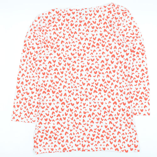 Marks and Spencer Women’s White Heart Print 3/4 Sleeve Cotton T-Shirt Size 10