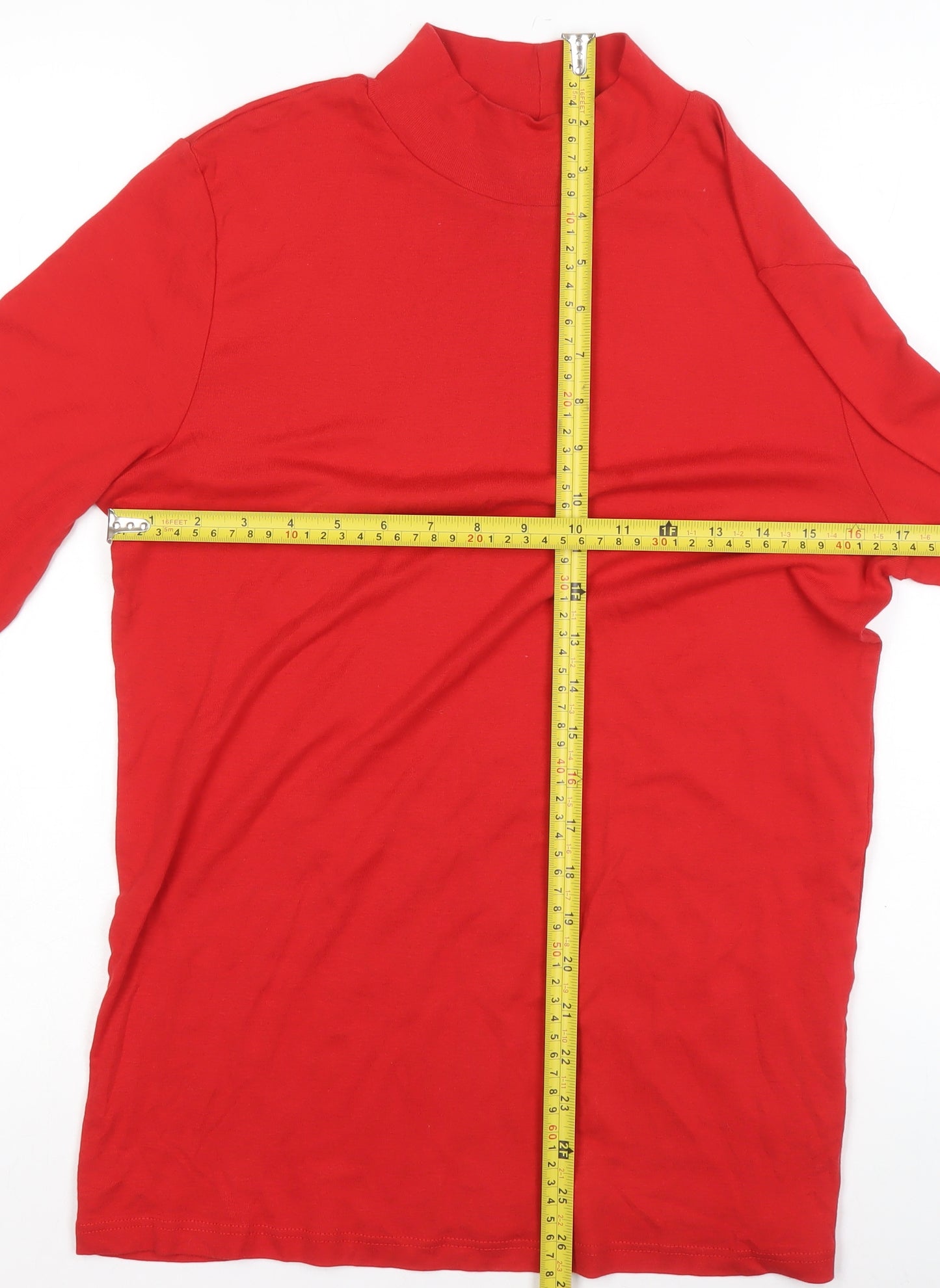 Dorothy Perkins Womens Red Roll Neck Long Sleeve Jersey Top Size 16